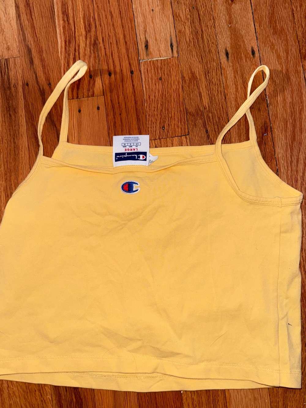 Champion Yellow Spaghetti Strap Cropped Tank Top